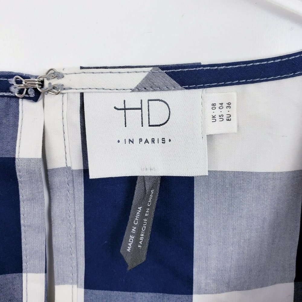 Anthro HD in Paris Hi-Low Gingham Peplum Top Sz 4 - Picture 4 of 7